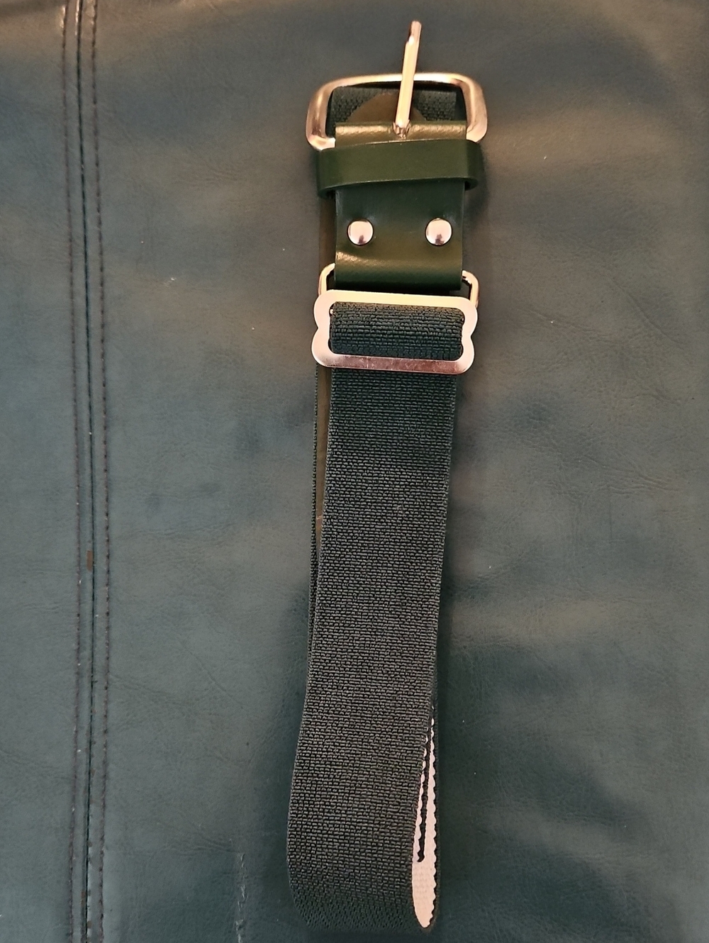 Adams SOFTBALL Canvas Belt with Green With Silver Gold Buckle.
